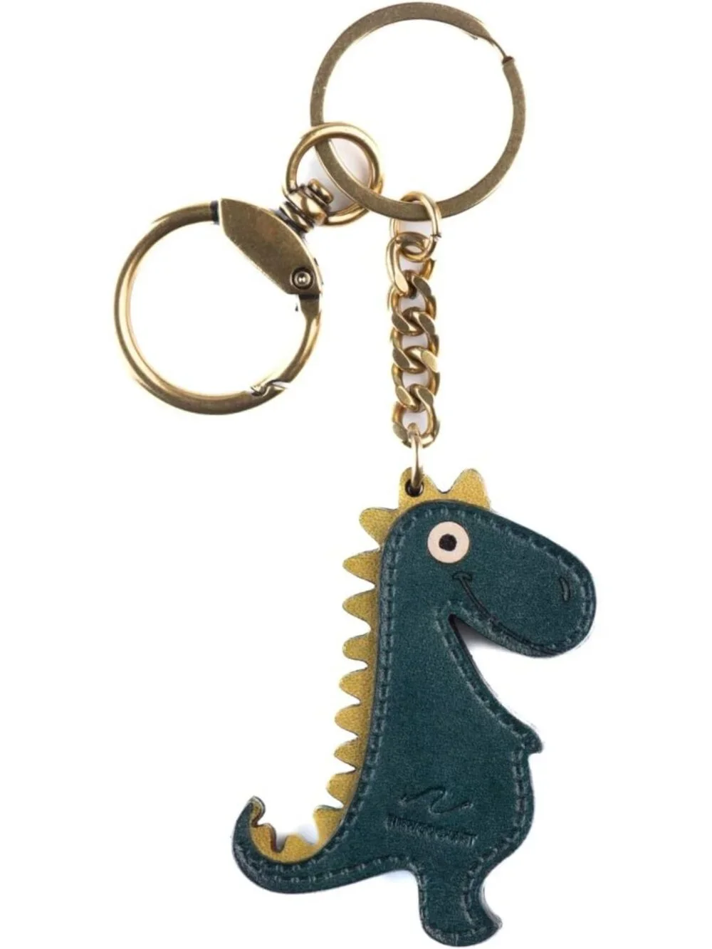 Handmade Leather Dinosaur Keychain - Cute Gift for Dino Lovers, Kids & Pets